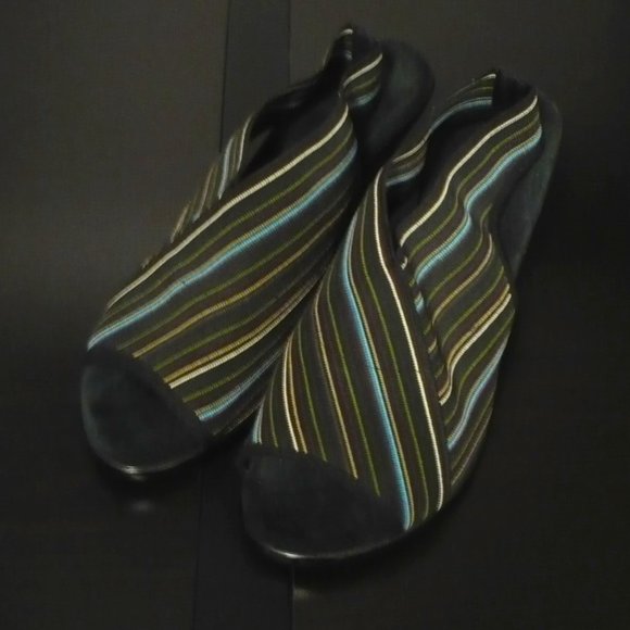 NWOT San Miguel Drayton Multicolour Striped Heeled Sandals - Picture 13 of 13